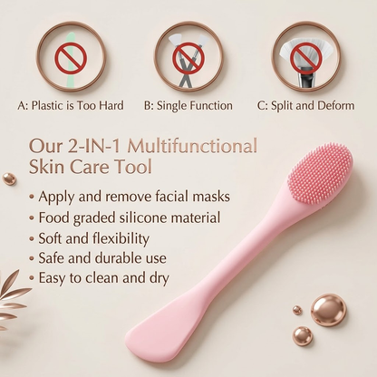 Zopylientocosh 2-in-1 Silicone Facial Cleansing Brush & Mask Applicator - Dual-Ended Scrubber for Exfoliating, Massaging, Blackhead Removal & Makeup Routine - Soft Skin Care Tool