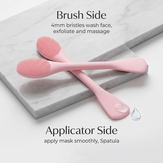 Zopylientocosh 2-in-1 Silicone Facial Cleansing Brush & Mask Applicator - Dual-Ended Scrubber for Exfoliating, Massaging, Blackhead Removal & Makeup Routine - Soft Skin Care Tool
